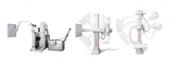 Radiographic digital apparatus for production of images in the position of patients standing, sitting, lying on a wheelchair tab