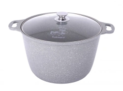 10L cast aluminium saucepan (with non-stick coating) TM Kukmara, with glass lid, "Marble" line