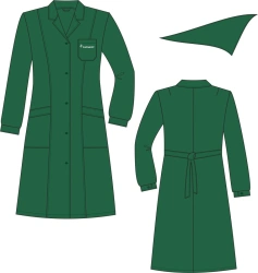Women's dressing gown for protection against general industrial pollution and mechanical effects.