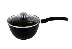 Cast aluminium pot 1,5L (non-stick coated) TM Kukmara, with glass lid, with removable Bakelite handle
