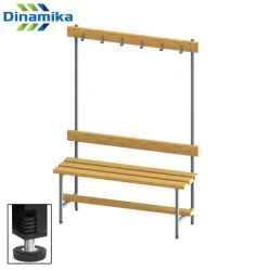 Locker room cloakroom bench with hanger (made of wood/plywood)