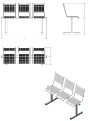 Perforated metal section of three chairs (SP.KV.3 series)