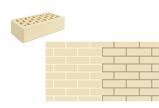 Single Hollow Face Brick in Ivory Color for Elegant Construction