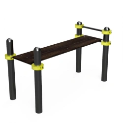 Horizontal gymnastics bench with foot lock for the test "Torso raise from supine position".