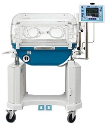 Neonatal intensive care incubator with microprocessor controlled monitoring of temperature and acid concentration parameters