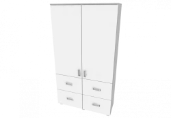Two-section storage cupboard (swing front and 4 drawers) 1100x400x2000mm (WxHxH)
