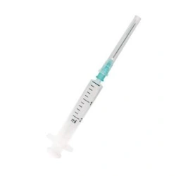 Injection syringe for single use double-detailed sterile with "Luer" tip with capacity of 2 ml with injection needle