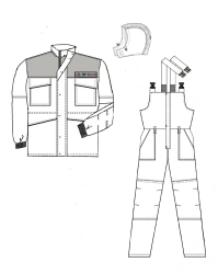 Women's suit (jacket, dungarees) for protection against low temperatures, general industrial pollution and mechanical effects (a