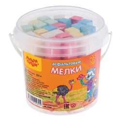 Coloured crayons for asphalt Multi-Pulti "Raccoon in Australia", 25pcs, 5 colours, plastic bucket