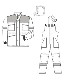 Men's suit (jacket, dungaree) for protection against low temperatures, general industrial contamination and mechanical effects: 
