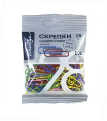 Paper clips 28 mm 100 pcs. coloured, packet with europend