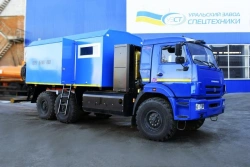 Mobile steam generating unit (SGU), UZST brand, type UZST03, modification 6890-24 on KAMAZ 43118-37 chassis.