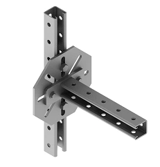 Swivelling plate SM-P, with overall dimensions 200x200 mm, metal thickness 6,0 mm, stainless steel grade AISI 316L.