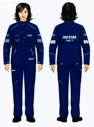 Women's suit (jacket, trousers) in Gazprom Neft corporate style for protection against general industrial contamination and mech