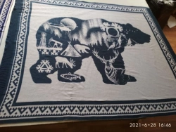Plaid decorative knitted machine knitted plaid with pattern "Bear", material/composition - 100% PAN, size 150x200cm, 2-colour ja