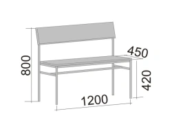 Metal-framed straight banquette (BA 2)
