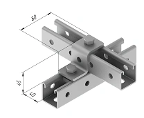 Plate Z-shaped 3 holes SMA 634, with overall dimensions 40x45x80 mm, with metal thickness 5,0 mm, stainless steel grade