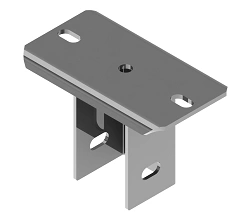 U-profile traverse BSUT 5, with overall dimensions 53x58-124 mm, base dimensions 150x88 mm, metal thickness 4,0 mm, s