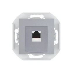 CADUCEUS ALING PRESTIGE Flush-mounted computer socket with Keystone RJ45 8P8C cat.6 FTP module, silver, art. no. 60150S.2. 60150