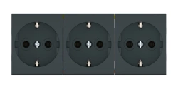 CADUCEUS ALING MODE Flush-mounted triple socket with earthing without blinds 16A, 250V~, 3x2M, anthracite, art. no. 66513.?