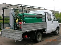 Special vehicle with mobile disinfection unit UD-3 on the platform of vehicle GAZ-33023