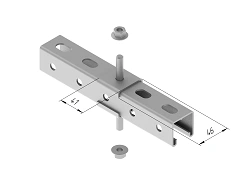 Support plate SMA 601-00, with overall dimensions 46x41 mm, hole diameter from 7,0 mm to 14,0 mm, metal thickness 2,5