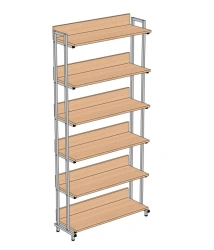 Shelving unit 1-sided 6 shelves 900*320*1950 mm ST1-6, 6 shelves