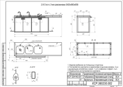 Table with 3 sinks 2420x680x858