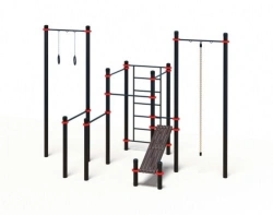 Multifunctional complex of tourniquets, benches, uneven bars, rings, rope and buffet wall, article number OS-14331