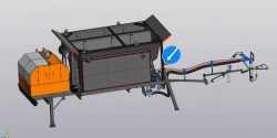 Machine for patching of asphalt-concrete paved roads using cube-shaped chips