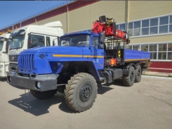 Special cargo flatbed truck BORUS 4221 equipped with crane-manipulator INMAN JSC IT 150 on chassis URAL 4320-.