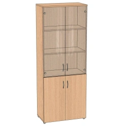 Wide filing cabinet with transparent/tinted glass 700*383*1830 mm ASHDS-70