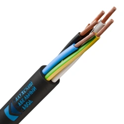 Flexible cable with copper conductors, with insulation and sheathing made of polyvinyl chloride plasticate, KGVV brand.