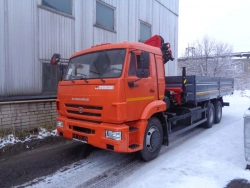 Special purpose vehicle with KMA type hydraulic loading crane on the basis of KAMAZ 43118 and its modifications 41K02N-U3