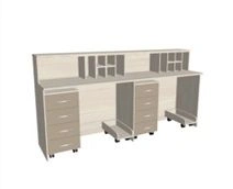 Nurse's straight post with pedestal cabinet KSPm 1-06