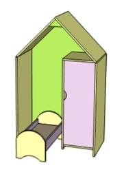 Wooden furniture for preschool: Play set "Bedroom"
