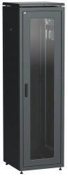 LN05-47U68-GM ITK Network cabinet 19" LINEA N 47U 600x800 mm glass front door, metal back door black