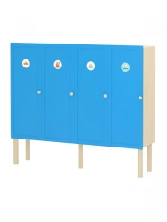Locker room cupboard 4 sections / blue