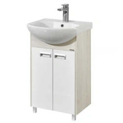 Pedestal washbasin cabinet Aquaton Becca PRO 50 white, Somerset oak 1A210801BAC201.A210.8.01B.AC2.0