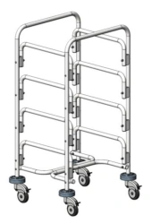 Endoscopic container trolley and containers for transportation and short-term storage of endoscopes TKE-4-"KRONT" according to T