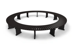 Round bench without backrest modular metal frame