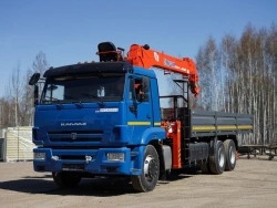 Special purpose vehicle with KMA type hydraulic loading crane on the basis of KAMAZ 65117 and its modifications 64K12N-U1