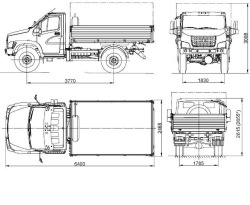 Dump truck GAZ-SAZ-25061 3-way unloading on the basis of chassis C41A23 GVW 6850