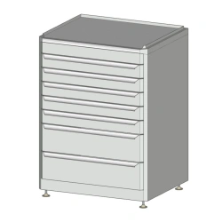 Tool cabinet with 7 drawers on adjustable supports (WxHxHxH) 625x540x900 mm