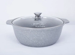 Cast aluminium 5L roasting pan (with non-stick coating) TM Kukmara, with glass lid, "Marble" line