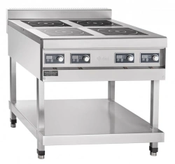 Four-burner induction cooker, type KIP-49P-5,0-01 for catering enterprises (on a stand) made of stainless steel with