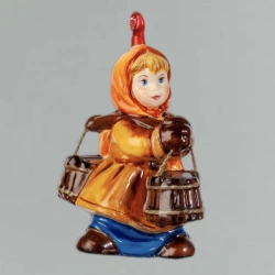 Christmas tree toy made of glass "Girl with buckets"