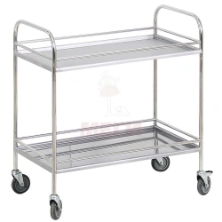 SPp-03-MSK(5504) Mobile stainless steel treatment table with two stainless steel shelves, with sides