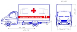 Medical service van on chassis of vehicles type 27192 of modification 27192Z on the basis of vehicle GAZ modifica