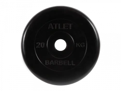 MB-AtletB51-20 Athlete rubber disc, black, 51 mm, 20 kg